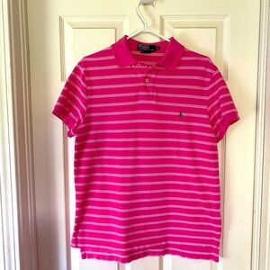 Pink striped polo 🏇